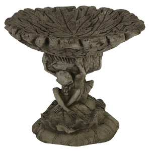 Froggy Concrete Bird Bath Garden Sculpture, 10 inches H x 12 inches W x 12 inches D, FREE SHIPPING